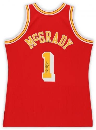 Camiseta deportiva Mitchell & Ness roja autografiada por Tracy McGrady Houston Rockets auténtica Foto 3 de 4
