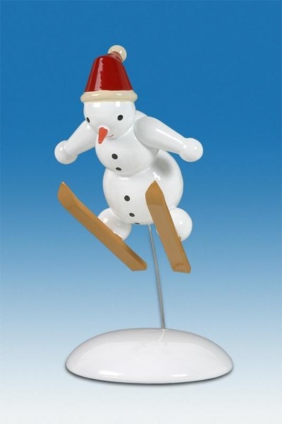 Holzfigur Weihnachtsfigur Schneemann Skispringer HöHe Ca 6,5 Cm NEU Erzgebirge-image