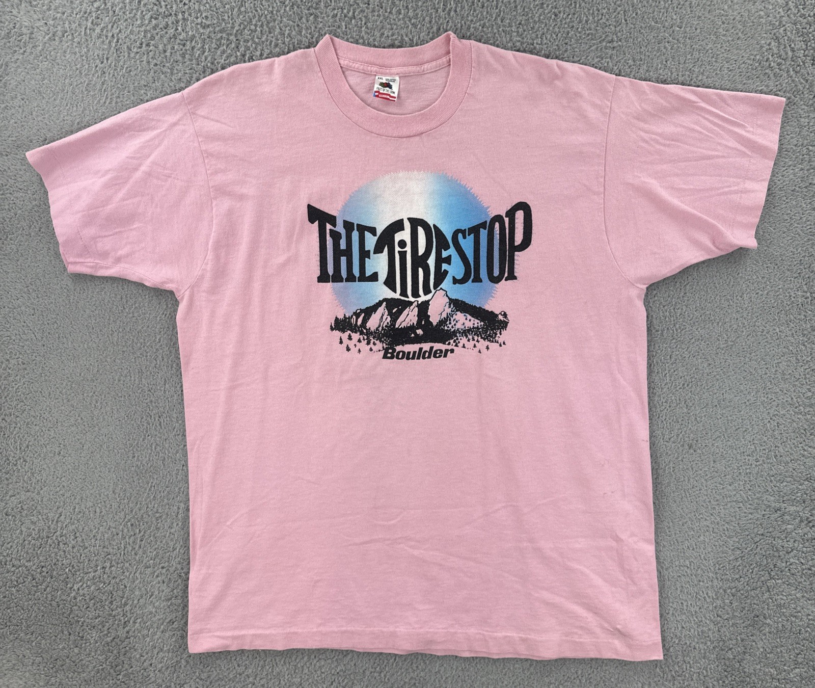 Vtg Fruit Of The Loom Men’s XXL Pink Single Stitch Shirt Made In USA Boulder Co