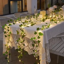 10M/5M/2M Green Leaf Fake Plants String Light Battery Powered Waterproof String 