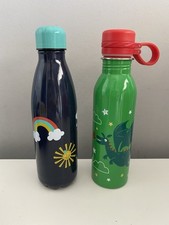 Frugi 2x Stainless Steel Water/Drinking Bottles. Dragon & Sunshine/Rainbow. Used