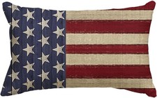 4th of July Patriotic Independence Throw Pillow Cover 12 x 20 Inch Memorial Day