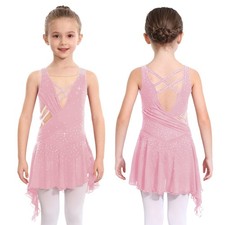 Kids Girls Dresses Stage Dress Jazz Dancewear Mesh Dance Contemporary Shiny
