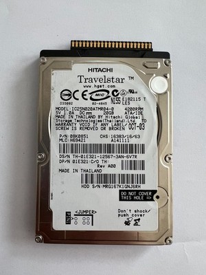 Hitachi Travelstar internal hard disk drive HDD Model Number IC25N020ATMR04-0