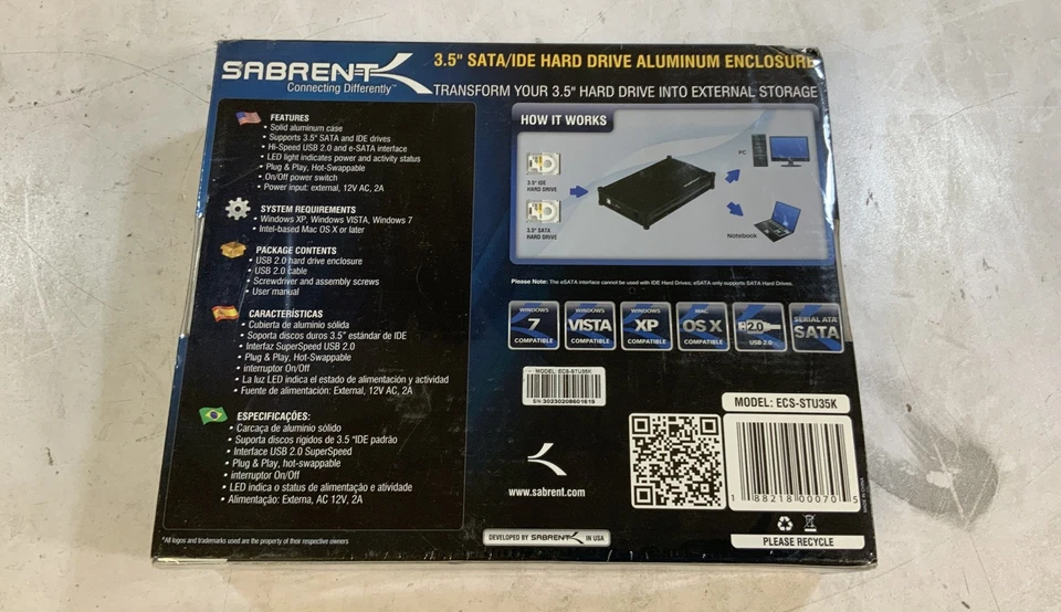 Disco duro Sabrent 3,5" IDE almacenamiento externo ECS-STU35K NS B7C Foto 3 de 4