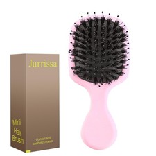 Mini Boar Bristles Hair Brush Travel Size Pink Small Detangler For Women Men
