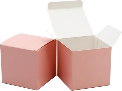 25 Pcs Pink Paper Gift Boxes, Small Candy Boxesbulk,3X3X3 Inch Gift Box with Lid