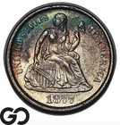 1877-S Seated Liberty Dime, Tough This Nice! Rainbow Album Toner, Choice BU+