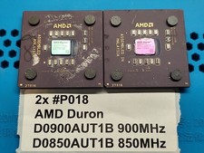 2x Vintage Keramik CPU Prozessor AMD Duron D0900AUT1B 900MHz Intel Gold Schrott
