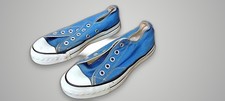 Vintage Converse Laceless Canvas Low Tops Sky Blue Made In USA Deadstock