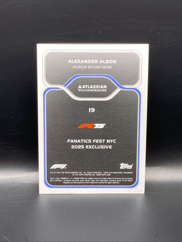 2025 Topps Formula 1 F1 Fanatics Fest NYC Exclusive Alexander Albon #19 - Bild 2 von 2