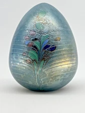 Borowski Studio Art Glass Paperweight / Sculpture – Silver Cut-Swirl Tree Motif