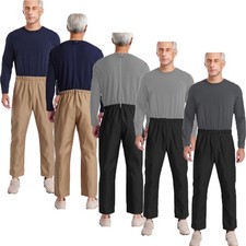 Men Loungewear Dementia Sleepwear Elderly Jumpsuit Scrubbing Adaptive Seniors