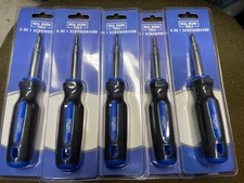 Lot of 5  ---- 6-in-1 Flathead Slotted & Phillips Reversible Screwdrivers