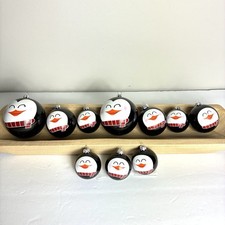 Christmas Ball Ornaments 10 Pc Penguins Character Shatterproof Mixed Size Whimsy