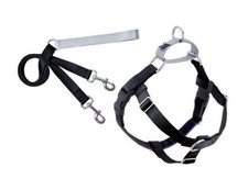 2 Hounds Design Black Freedom No-Pull Dog Harness with Training Leash