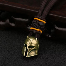 Soldier Brass Warrior Helmet Bead EDC Tools DIY Paracord Accessories Keychain