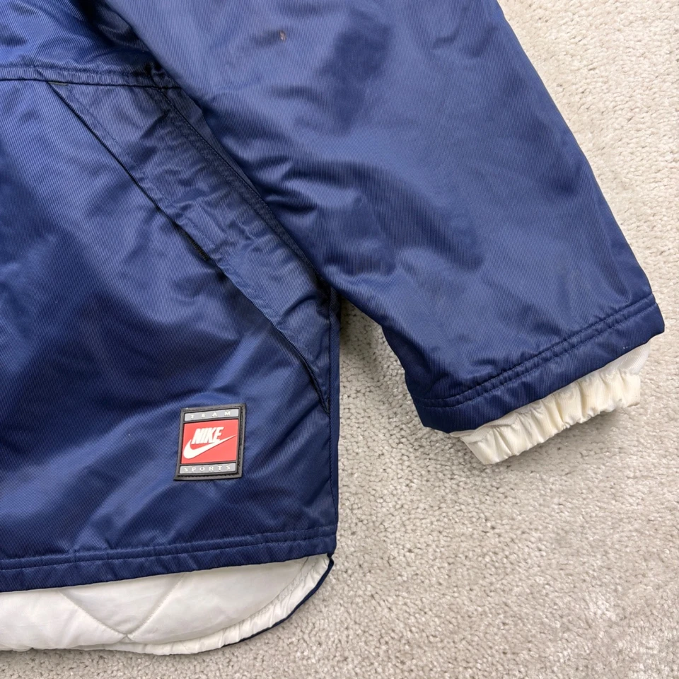 Nike Parka masculino tamanho XL 18-20 azul com capuz zíper completo resistente à água vintage anos 90 - Imagem 4 de 4