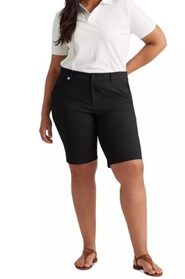 Ralph Lauren Black Label Womens 10P Black Bermuda Chino Shorts Stretch Retro Y2K