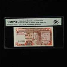 1988 Gibraltar British Administration 1 Pound Pick#20e PMG 66 EPQ Gem UNC 03