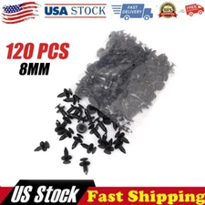 120PCS 8mm Bumper Clips Auto Car Hole Retainer Rivets Fastener Fender Push Pin