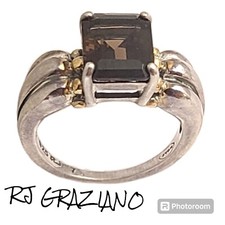 Retired RJ Graziano Sterling Silver Vintage Smoky Quartz Ring Sz7