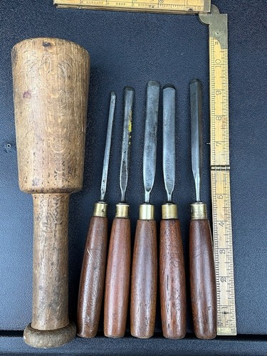Vintage Marples Carving Gouges With Mallet Chisels - Picture 9 of 9