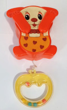 RARE VINTAGE Baby Crib Musical Bunny - Sankyo Hong Kong Orange Pre owned