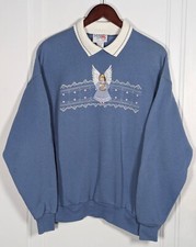 Vintage 80s 90s Morning Sun Angel Collared Sweatshirt Large Grandmacore Granny