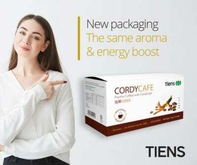 TIENS CordyCafe Instant Coffee 12 x 16g Arabica Cordyceps Sachets
