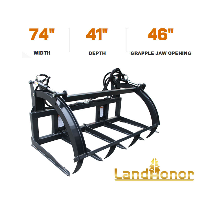72'' Hay Bale Grapple Landhonor Clamshell Root Rake Bucket For Kubota Attachment