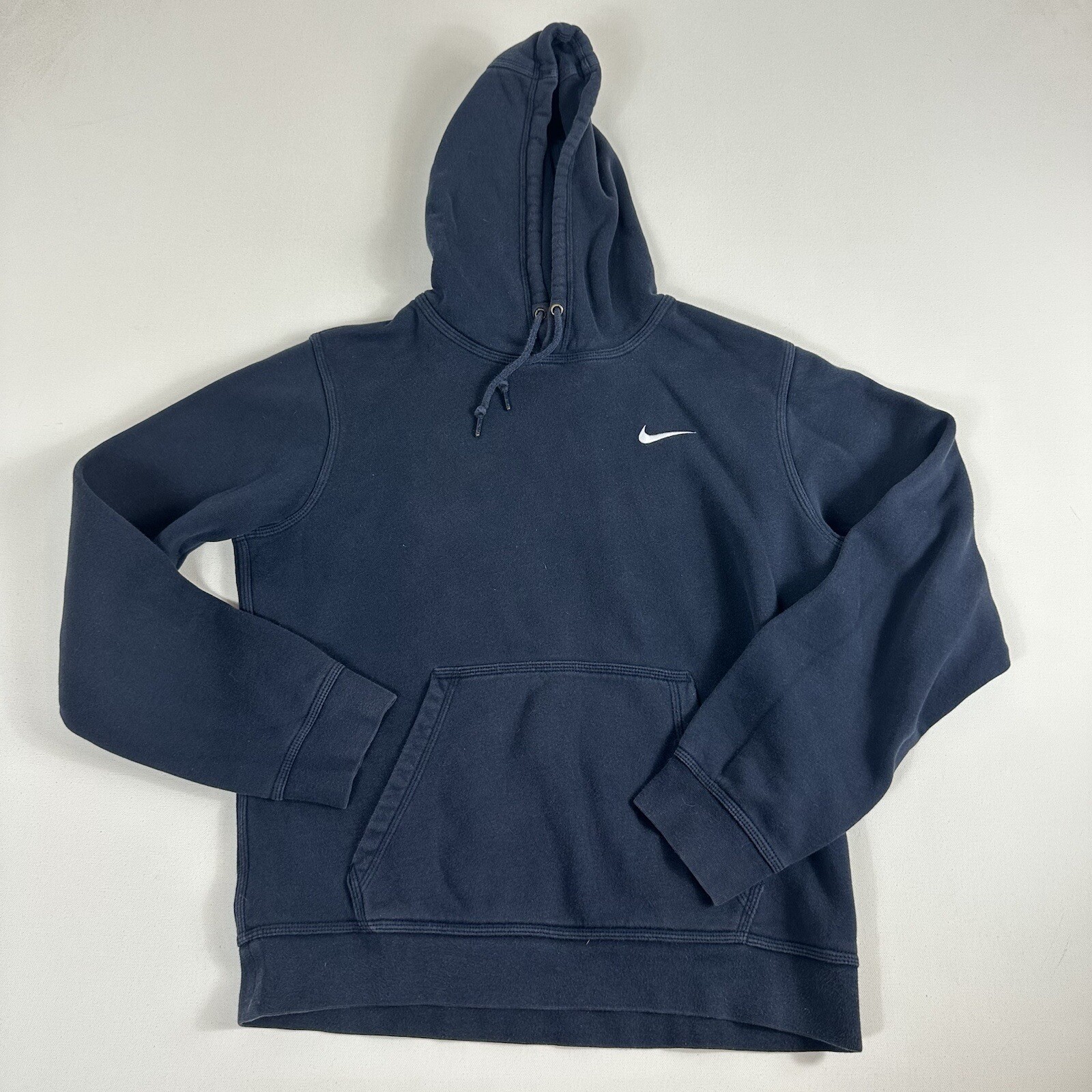 Nike Sportswear Club Fleece Solo Swoosh Hoodie Navy Blue 611457-473 Mens Small