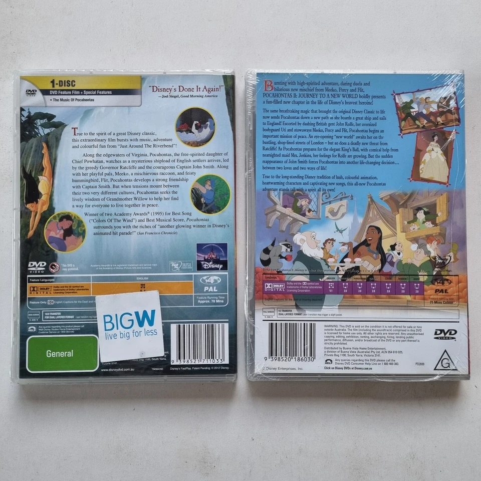 Pocahontas / Pocahontas 2 - Journey To A New World (DVD, 2-Disc) PAL Region 4 - Image 3 of 4