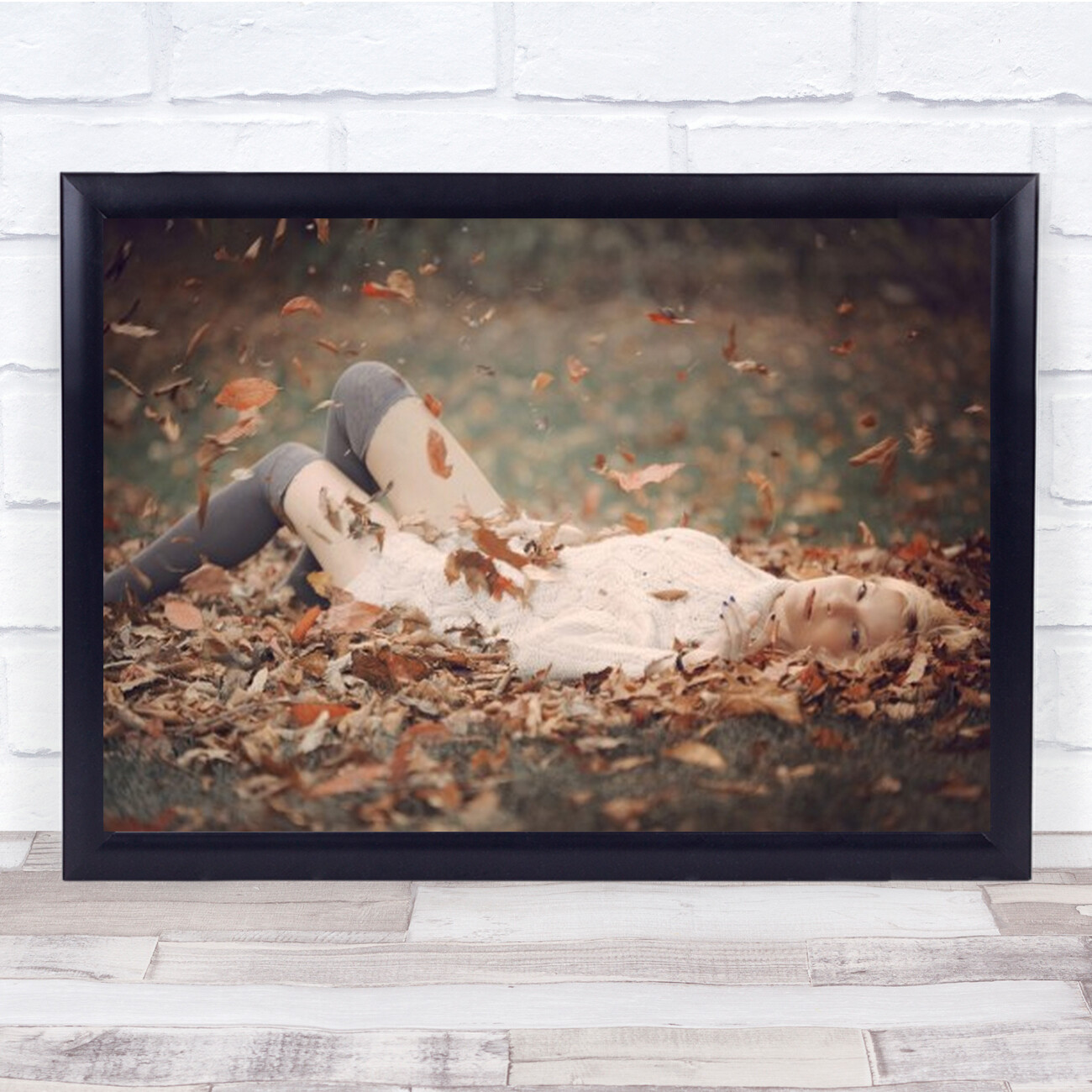 SAOLA Calze donna al ginocchio alto adagiate in foglie autunno stampa arte da parete