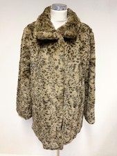 Rossetti Brown Leopard Print Faux Fur Collared Long Sleeved Jacket Size 16