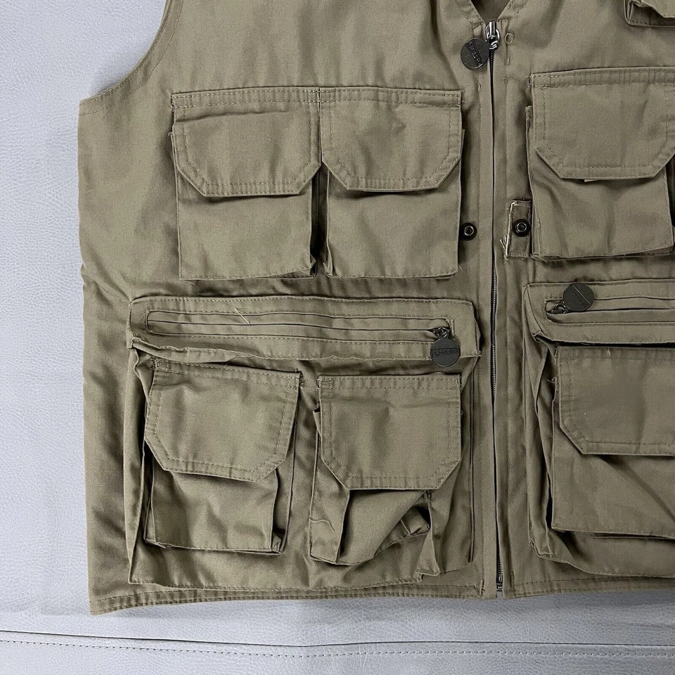 VTG Men Khaki Photography Safrai Hunt Fly Fish PFG Utility Skate Vest-XL-0554 - Image 2 of 4