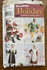Simplicity Holiday Sewing Pattern 4393 Uncut XS-M Christmas Santa Elf Mrs Claus