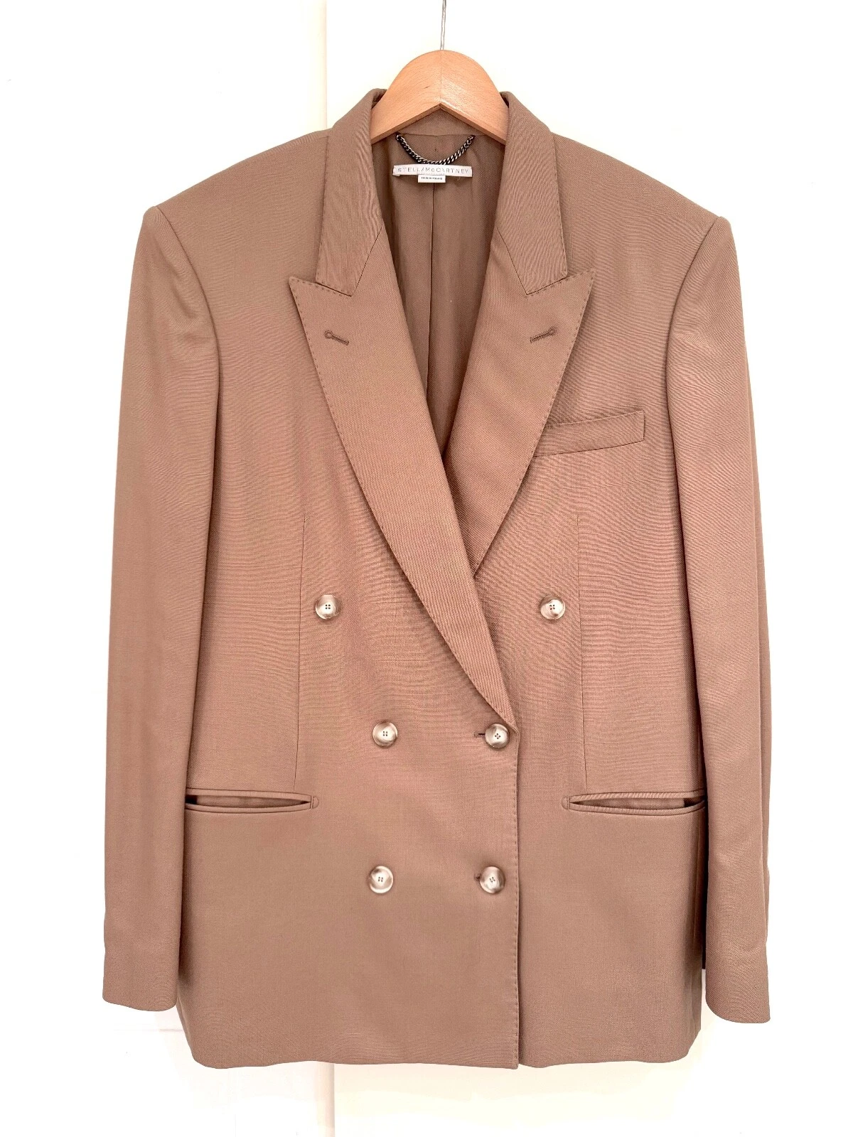Stella McCartney — Stella McCartney blazer jacket double breasted brown camel L 40 jacket viscose