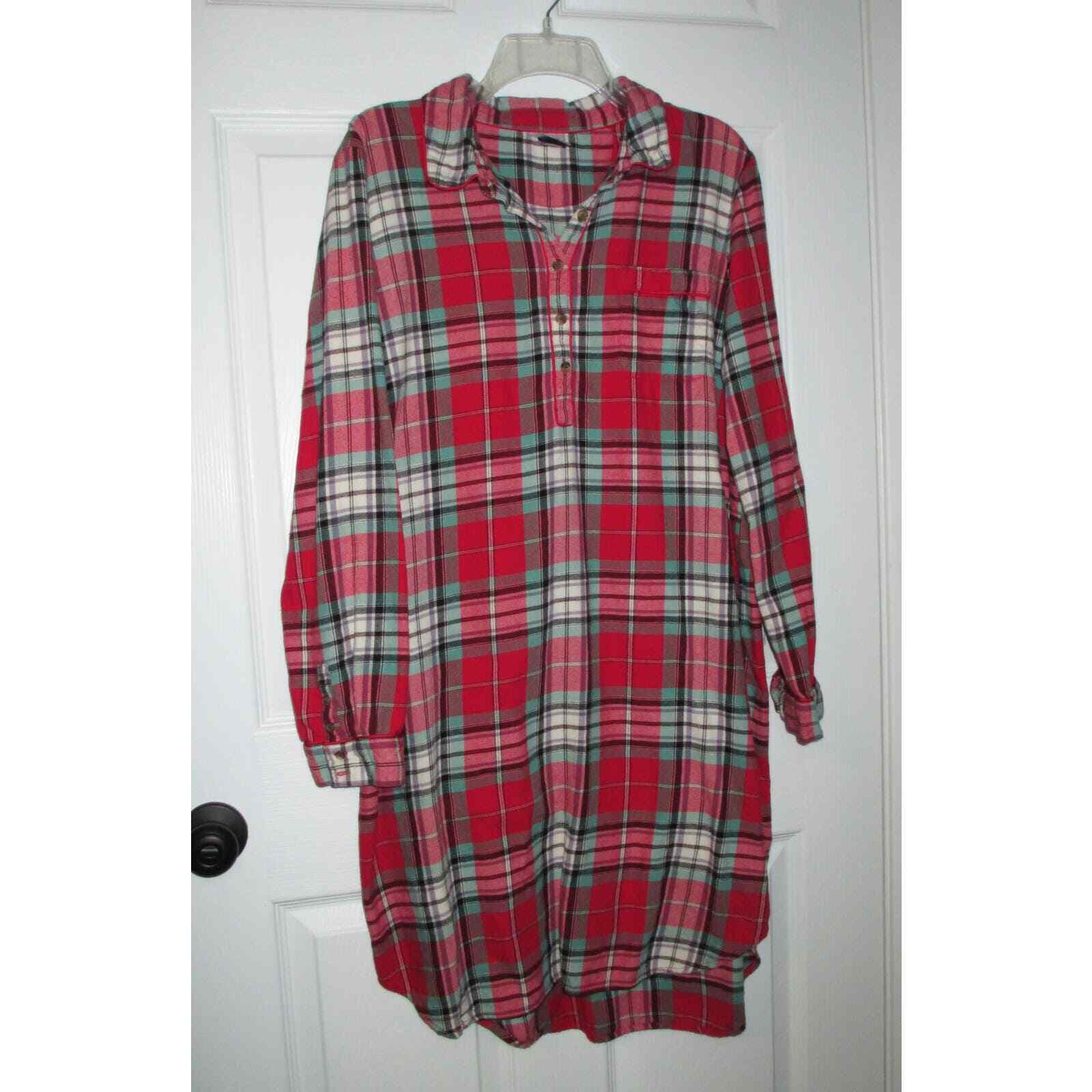 FLANNEL GOWN Land's End Flannel Sleep Shirt WOMEN's L Flannel