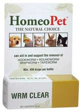 HomeoPet DeWormer Wrm Clear for Dogs Cats & Other Pets EXP 03/2026