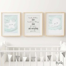 Neutral, Nursery Bedroom Wall Art Look at the stars look how they shine for you