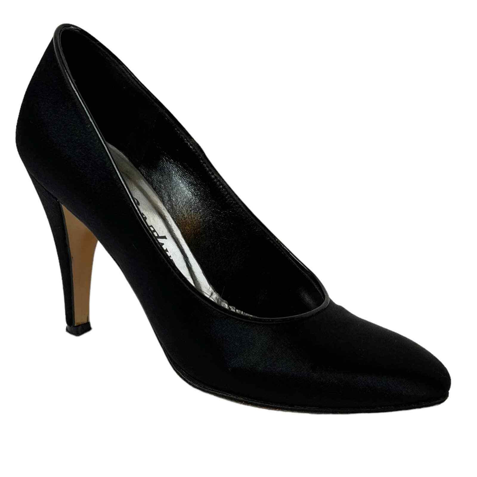 SAINT LAURENT decolte in raso tinta unita nero donna taglia 4 M