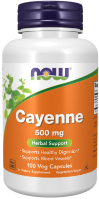 NOW Foods Cayenne 100 Caps 500 mg Cardiovascular & Digestive Health 4/27EXP