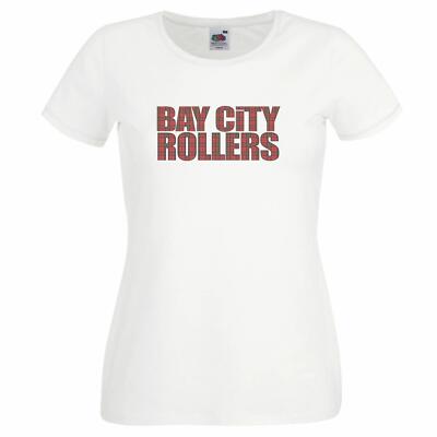 Damen 1970er Bay City Rollers Tartan schottische Pop Rock Band T-Shirt