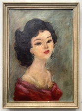 FRENCH POSTIMPRESSIONISM PORTRAIT WOMAN ORIGINAL ANTIQUE PAINTING