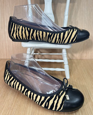 Vionic Spark Minna Black Tan Tiger Print Suede Ballet Flat Women's Size 8.5