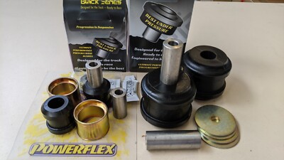 4 Pu Buchsen VA Zugstrebe Querlenker BMW E60 E61 Powerflex PFF5-701BLK +1002BLK