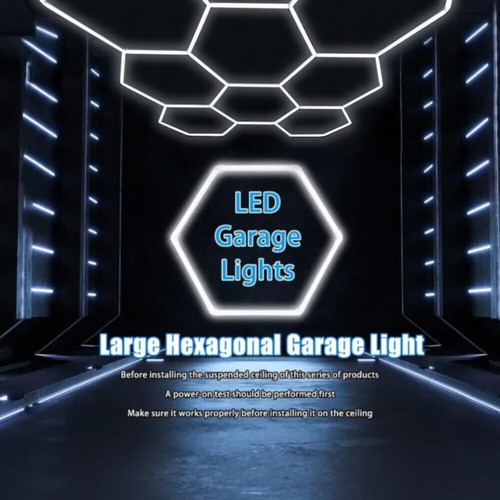 5/8Grid Hexagon LED Lamp Röhren Werkstatt Garage Beleuchtung Wand Decken Leuchte - Picture 4 of 32