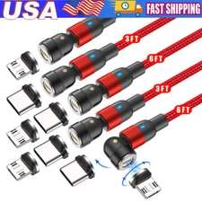 540° Rotate Magnetic Charger Cable Phone Fast Charging with Type C Micro USB IOS