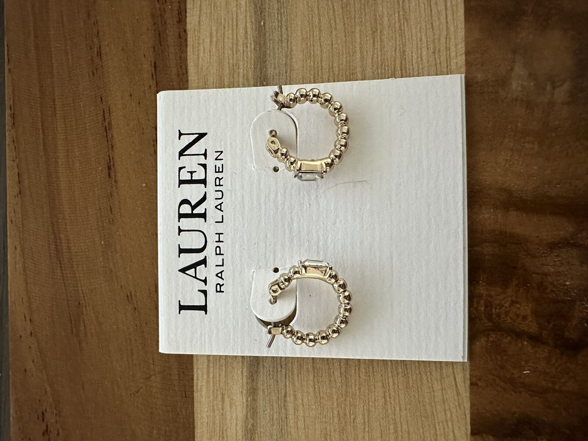 Ralph Lauren ラルフローレン Beaded Small Hoop ピアス LAUREN Ralph Lauren Stone Bead Huggie Hoop Earrings Gold